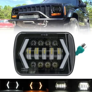 5x7 Sealed Beam LED Headlamp Assembly for Jeep & Hilux - Pair Pack