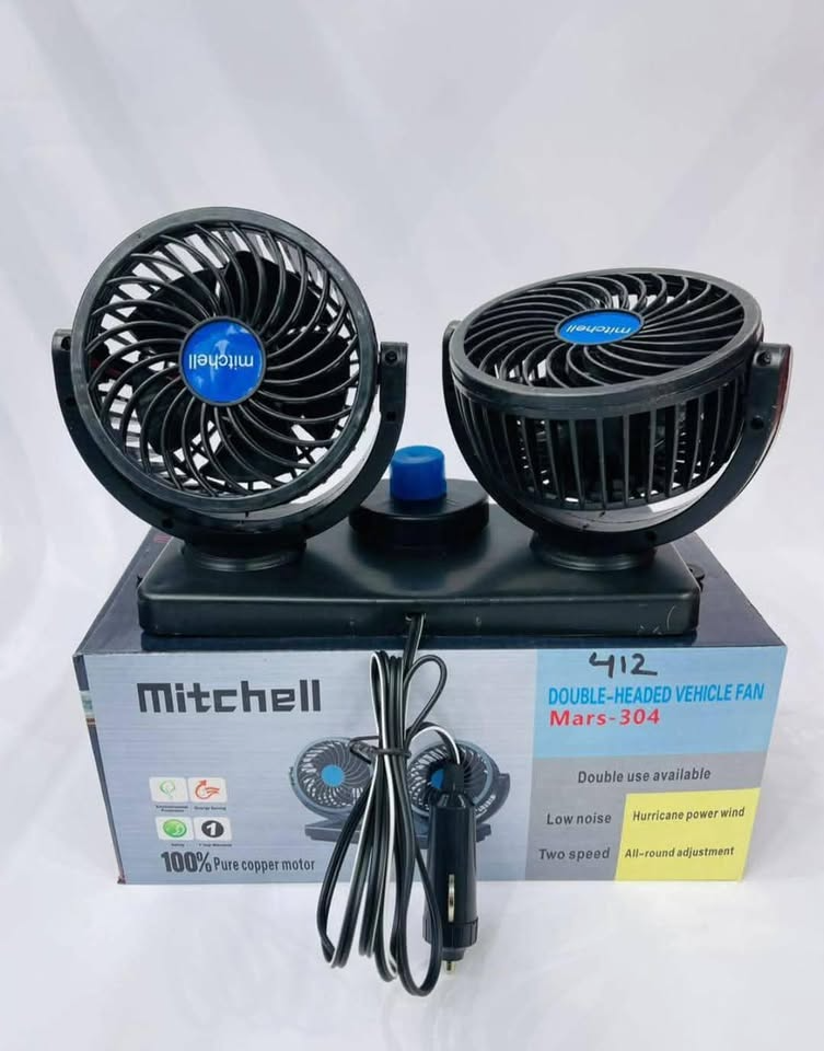 Heavy-Duty 12V Dual Car Fan with 360 Degree Adjustment β Brand New
