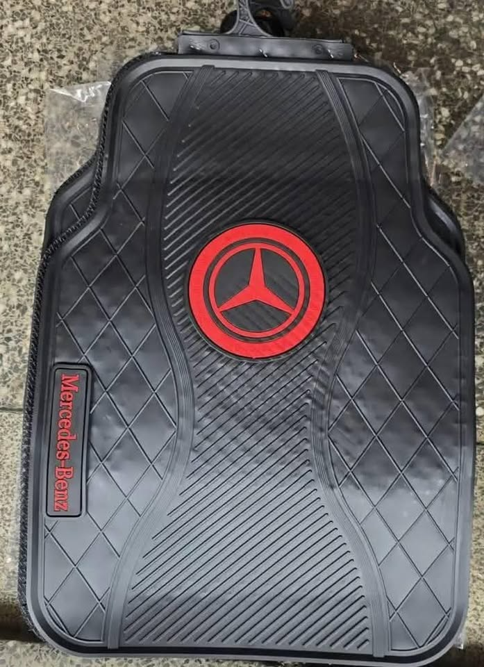 Heavy Duty All-Weather Rubber Car Floor Mats with Mercedes Logo - Full Set
