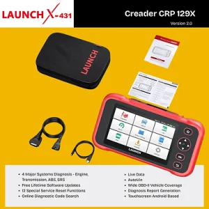 LAUNCH Creader CRP 129X Version 2.0 4-System Diagnostic Scanner | 12 Service Reset Android Code Reader Kit