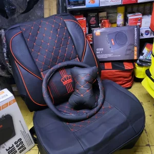 Heavy Duty Luxury Leather Seat Cushions with Matching Steering Cover & Pillows