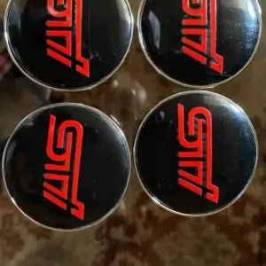 Universal Subaru STi 60mm Car Wheel Center Hub Cap Badges (4-Piece Set)