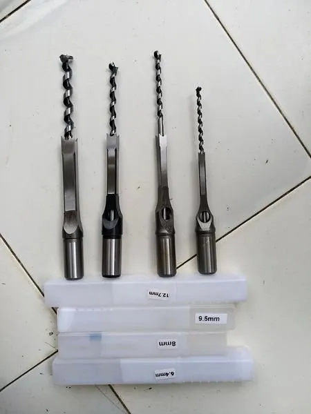 Woodworking Square Hole Drill Bit Set (4-Piece Mortising Chisel Kit)
