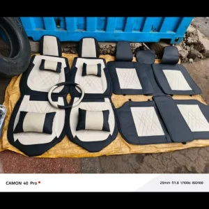 Universal Premium Heavy-Duty Diamond Leather Car Seat Covers Set | 5 Seater Full Set