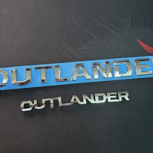 Mitsubishi Outlander Chrome Front Bonnet & Tailgate Emblem Badge Lettering - 2Pcs Pair Set