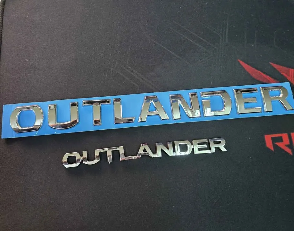 Mitsubishi Outlander Chrome Front Bonnet & Tailgate Emblem Badge Lettering - 2Pcs Pair Set