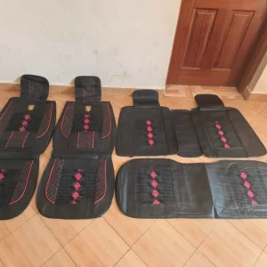 Universal Luxury 5-Seater Black & Red Leather Car Seat Cover Full Set (Sports Edition)