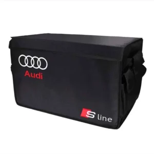 Audi S-Line Branded Collapsible Car Trunk Organizer Box - Large Capacity Black