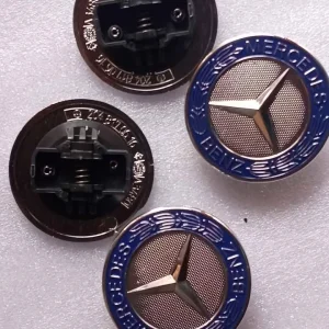 Mercedes-Benz Bonnet Hood Emblem Badge – Blue & Chrome Logo Replacement (Per Piece)