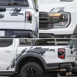 Ford Ranger Raptor Premium All-Weather Vinyl Graphic Decal & Emblem Sticker Set – Tailgate, Bonnet & Bed Panel Wrap Kit