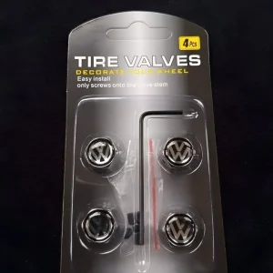 Volkswagen Anti-Theft Wheel Tire Valve Stem Caps (4-Piece Set)