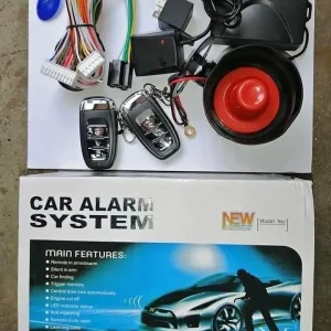 Premium 12V In-Dash One-Way Vehicle Vehicle Anti-Theft Protection Kit with Dual Remote Controls, High-Decibel Siren Horn, and Engine Cut-Off Relay