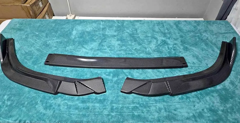 Universal Carbon Fiber Pattern Front Bumper Lip Splitter Kit (3-Piece Modular Set)