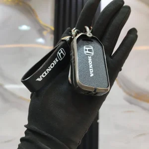 Executive Honda Brand Leather Keyring with Metal D-Ring Clasp Double Pack