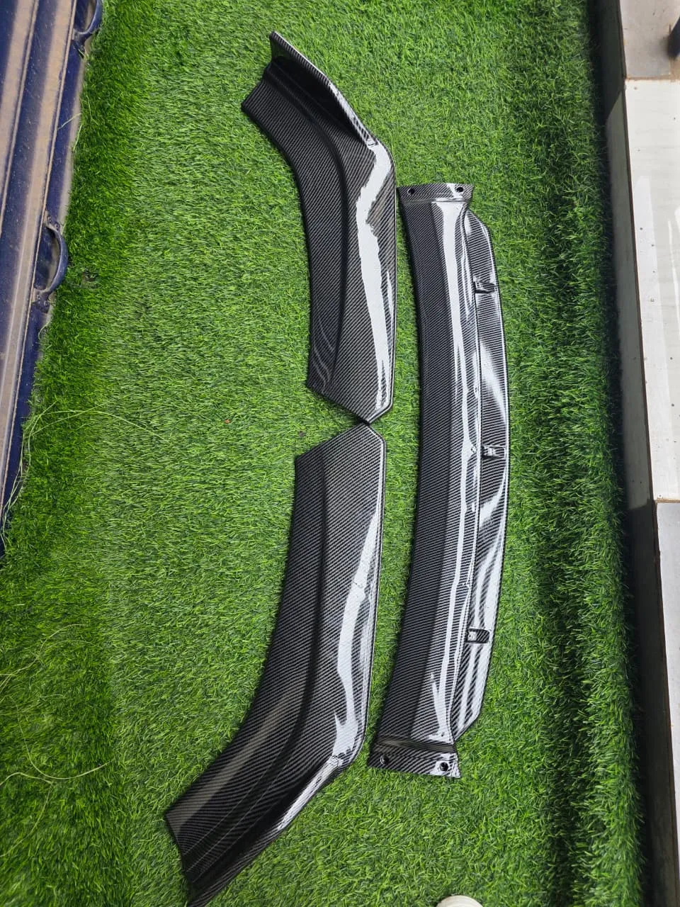 Universal Front Bumper Lip Splitter Carbon Fiber Style β Durable 3Pcs Set