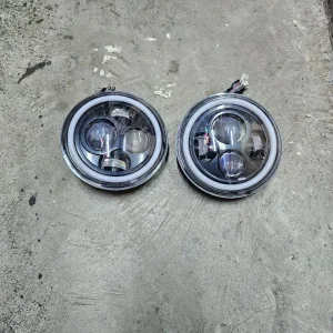 7 Inch Round LED Projector Headlights With DRL Angel Eyes (Pair Set)