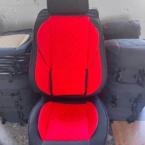 Universal Premium Diamond Quilted Red & Black Car Seat Covers Set | 5 Seater Full Set