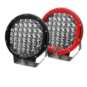 Universal 9-Inch 185W Red High-Power Round LED Off-Road Work Light Complete 2Pcs Set (High-Intensity Combo Beam)