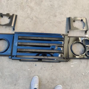 Premium Gloss Black Front Grille & Headlight Surround Panel Kit with Inner Brackets for Land Rover Defender (SVX Style) Kenya