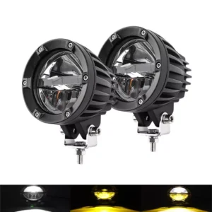 4-Inch Universal Round Dual-Color LED Auxiliary Spot & Fog Light Pods (Complete Left & Right Symmetrical Pair)