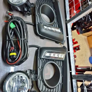 Premium Front Bumper Fog Light Kit with Integrated Vertical LED DRL Shroud Covers