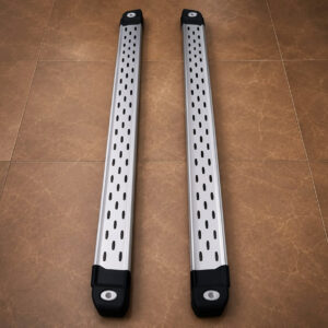 Universal Dotted Side Steps Running Boards | Premium Silver & Black Combo (2-Piece Set)