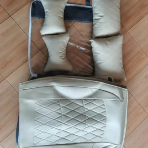 Universal Premium Diamond-Stitched Beige PU Leather Car Seat Covers Set | Full 5-Seater Vehicle Luxury Upgrade